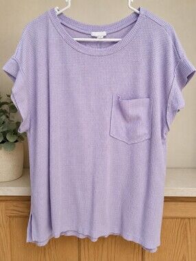 Lilac Waffle Knit Pocket Tee